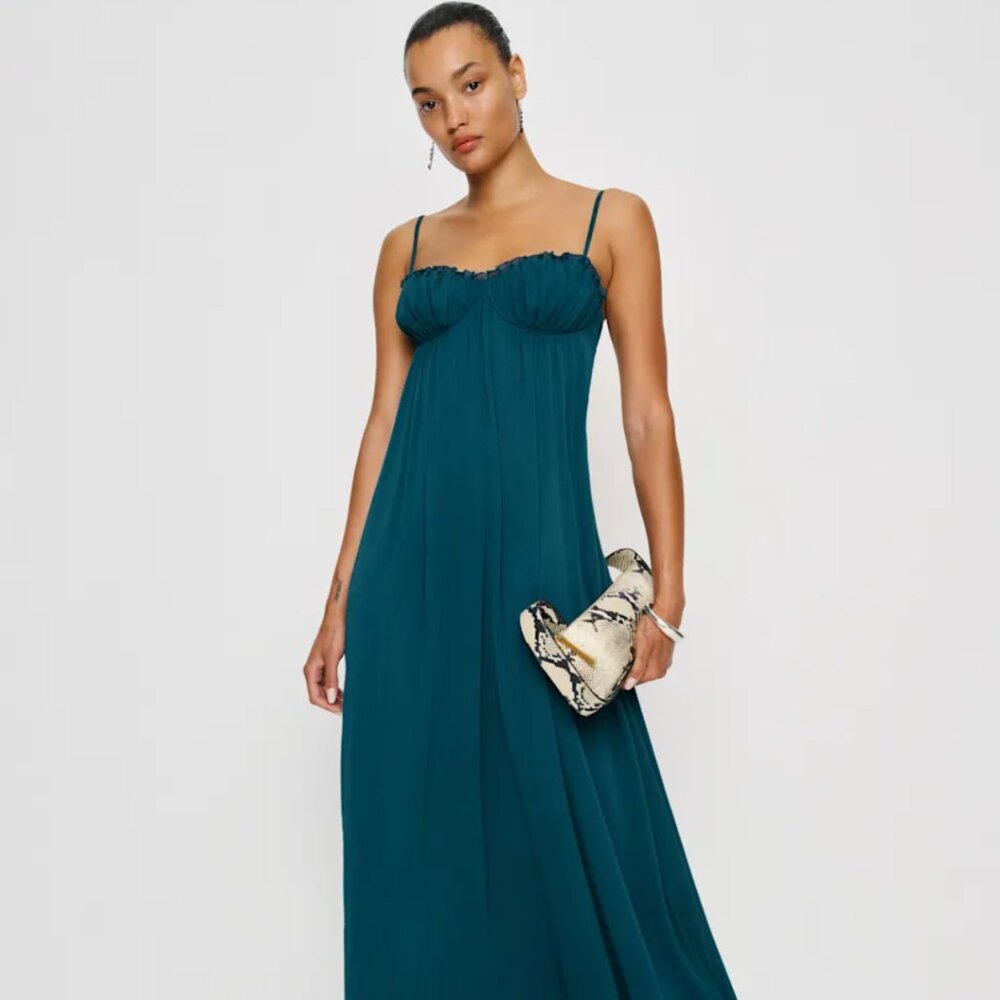 Reformation Cebba Teal Maxi Dress